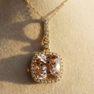 Cushion Morganite With Diamond Halo in Rose Gold