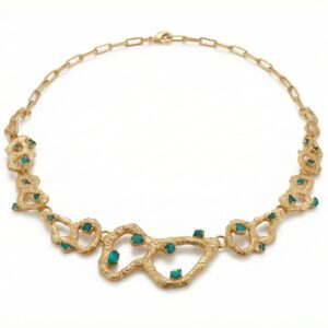 Collar Magma - 24k Gold Plated W/ Raw Colombian Emeralds