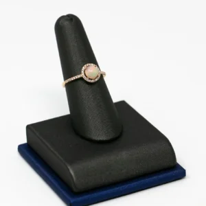 Cabochon Opal With Diamond Halo in Rose Gold