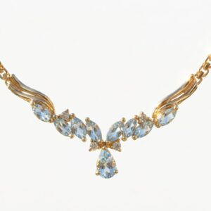 Vintage Aqua Marine And Diamond  Necklace