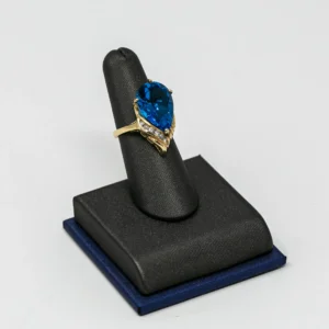 Pear Shape Blue Topaz and Diamonds in Yellow Gold