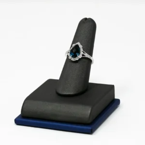 Blue Topaz Ring 2.00 Ct & 0.40 Ct Diamond