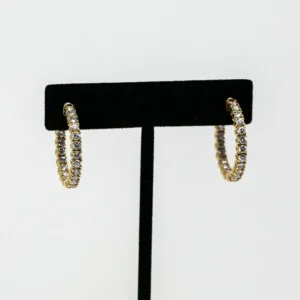 In & Out Diamond Hoop in Yellow Gold