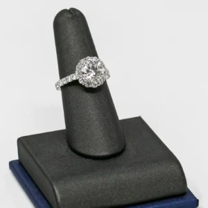 Lab Halo Ring In White Gold