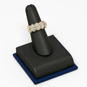 Oval Lab Diamond Halo Eternity Band in Yellow Gold